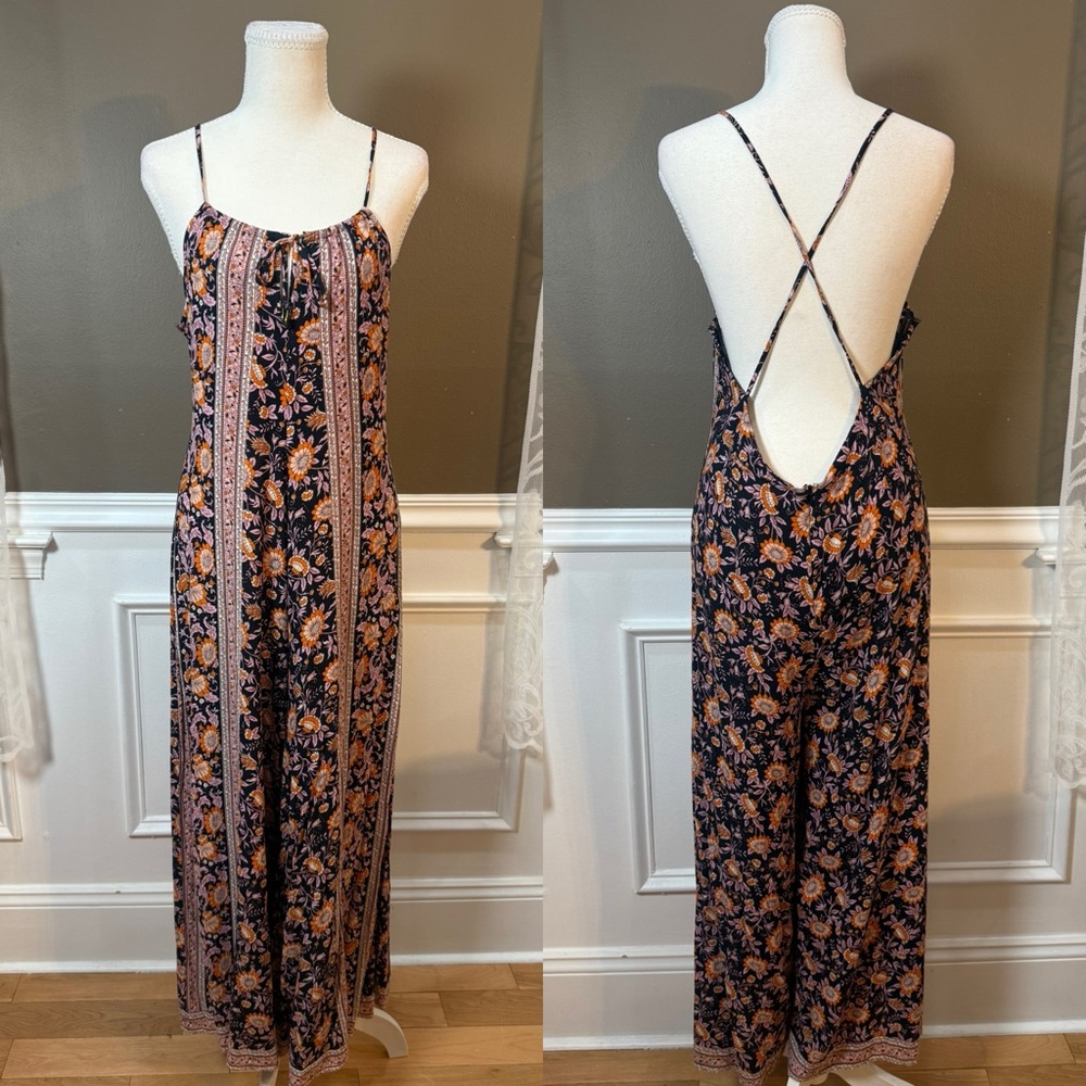 Arnhem Primrose Floral Open Back Jumpsuit AU 16‎ US 12 Boho Wide Leg - Picture 2 of 13